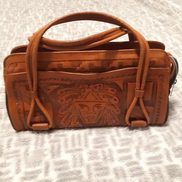 Retro Mexican satchel from the 70s-80s, unique, vintage, genuine leather, Aztec - Picture 5 of 15